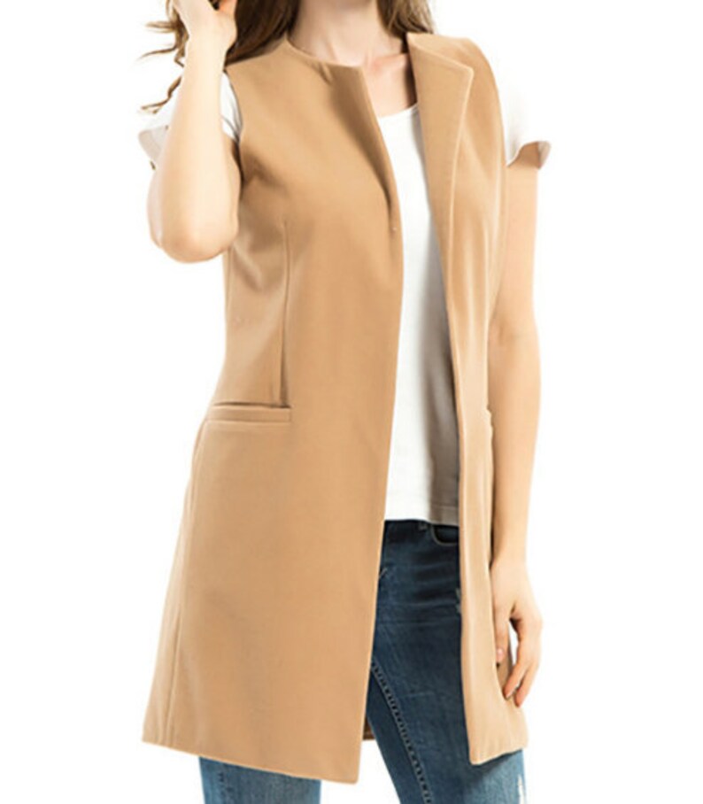 Women's Sleeveless Jacket With Pocket Warm Coat for Winter Etsy