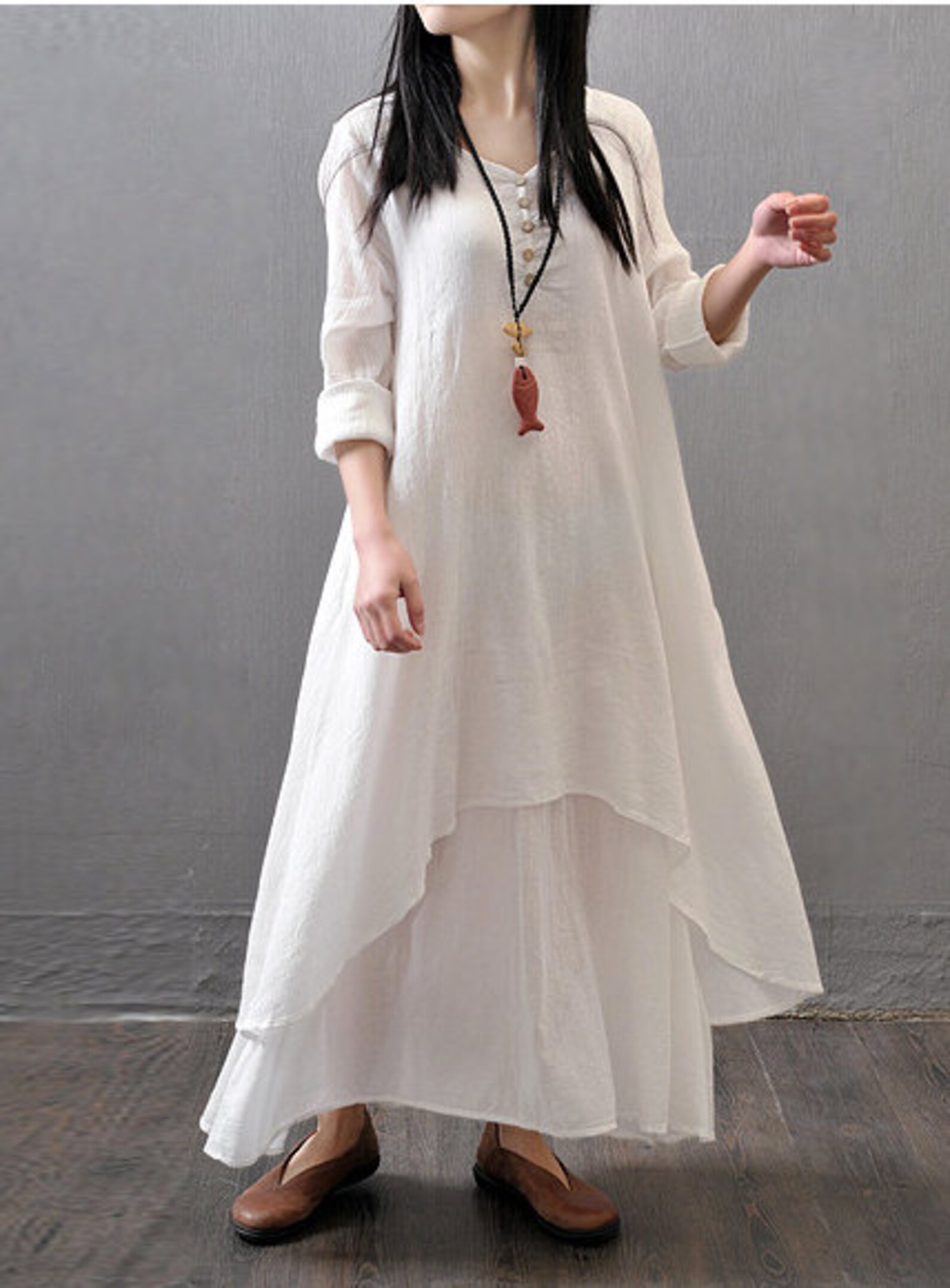 Womens Soft Cotton Linen Clothing Irregular Hem Maxi Dress - Etsy