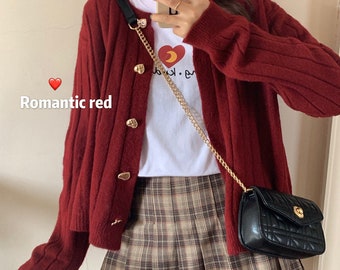 Women Knitted Button Down Front Cotton Blend Cardigan Long Sleeve Top Soft Sweater Clothing---Size S