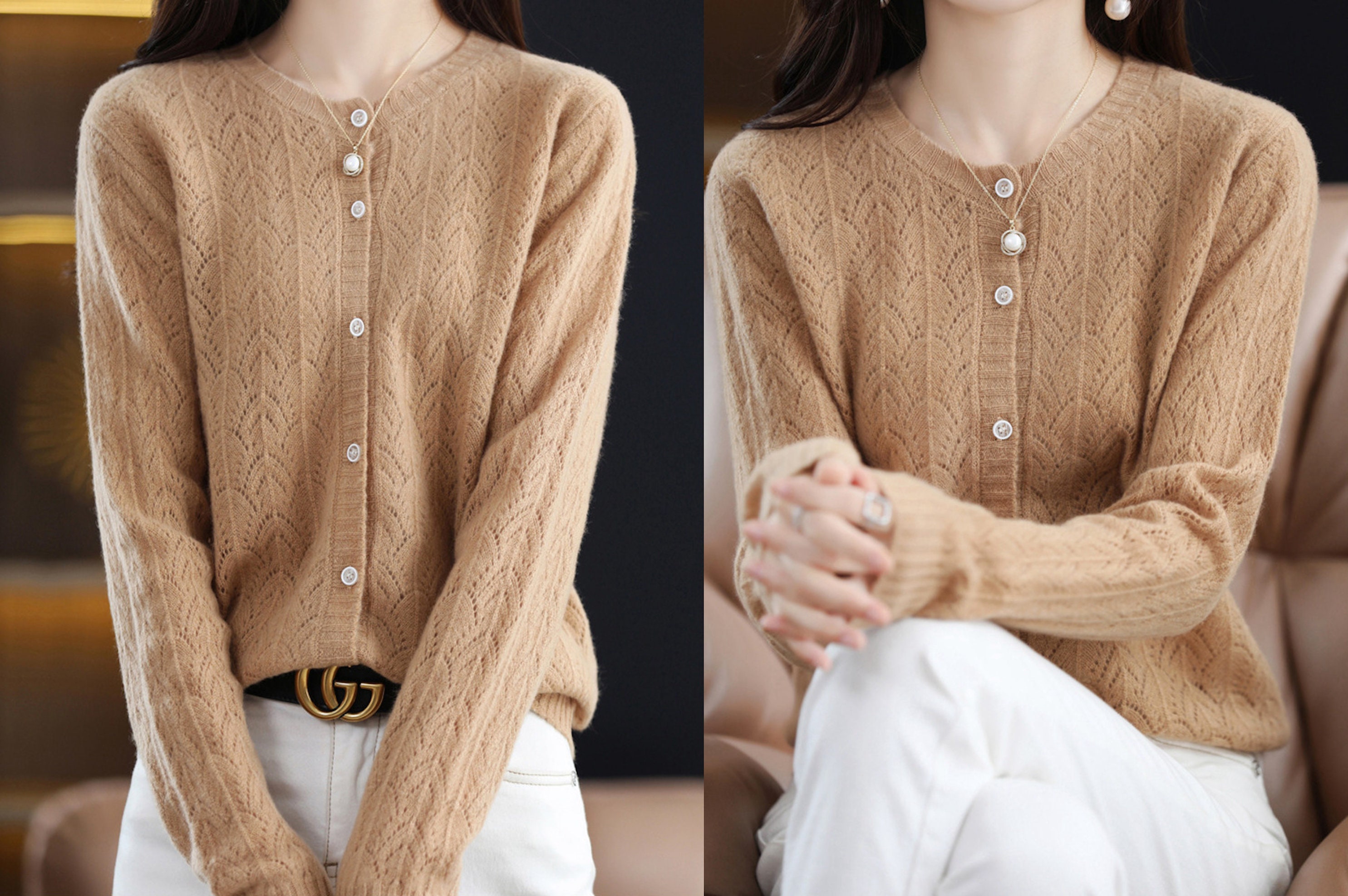 Women Knit Long Sleeve Cardigan Casual Button up Sweater Etsy