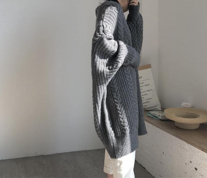 Women Knitted Open Front Wool Cotton Cardigan Long Sleeve Top - Etsy