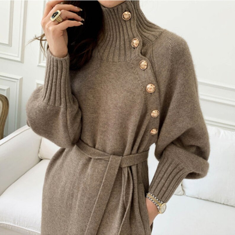 Women Knitted Cashmere/Cotton Blend Long Sleeve Turtleneck image 2