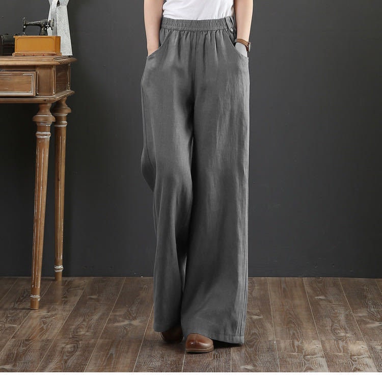 Casual Vintage Women Bottom Soft Cotton/linen Capri-pants Summer