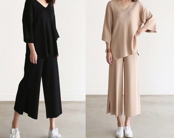 Knitted Lounge Sets for Women Sweatsuits Sets Two Piece Outfit Long Sleeve Comfortable Pants Tracksuits