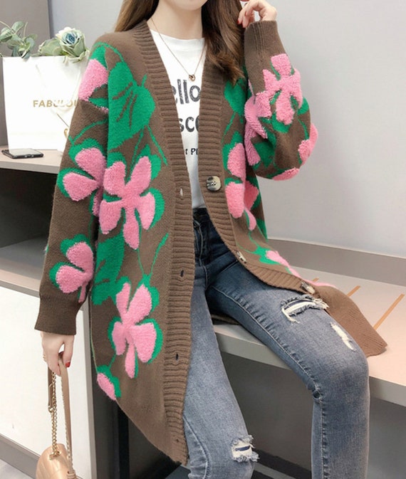 Floral store long cardigan