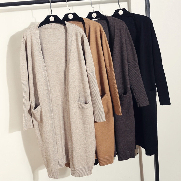 Women Long Sleeve Open Front Knitted Cotton Cardigan Winter - Etsy