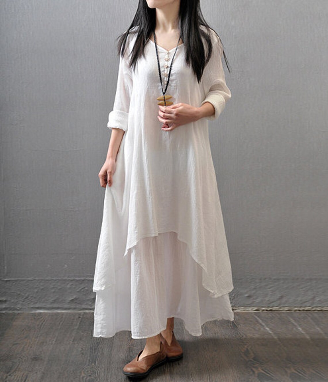 Womens Soft Cotton Linen Clothing Irregular Hem Maxi Dress - Etsy