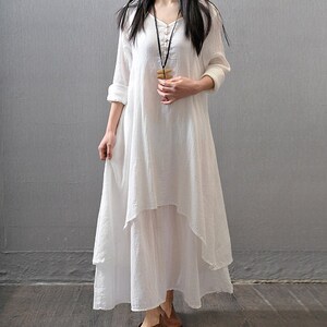 Womens Soft Cotton Linen Clothing Irregular Hem Maxi Dress - Etsy