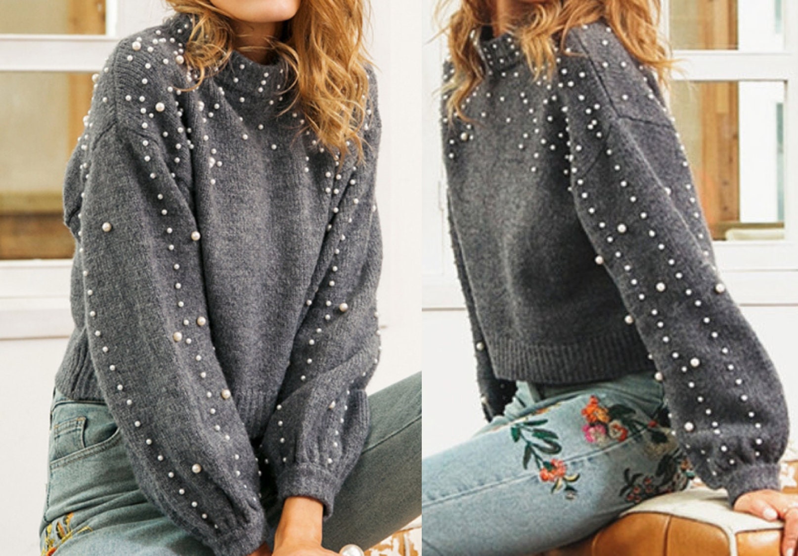 Women Crew Neck Knit Stretchable Elasticity Long Sleeve Cotton - Etsy