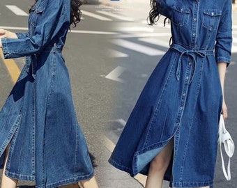 Denim Coat Dress - Etsy Australia