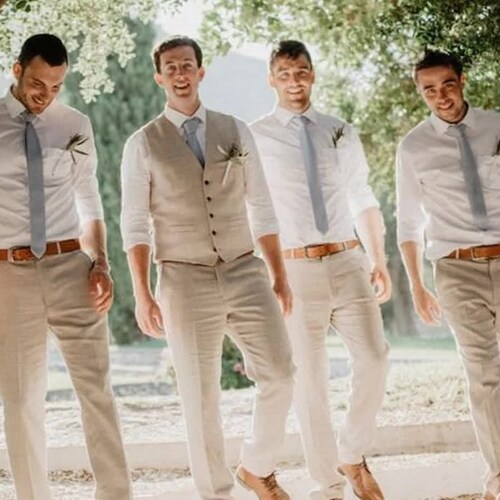 Wedding Suit for Men Beige 2 Piece Slim Fit Groom Wear Dinner - Etsy