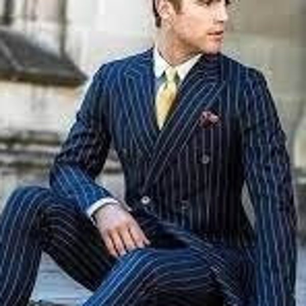 man blue striped suit,2 piece suit,wedding prom dinner party wear suit,office wear suit,customize suit,summer suit