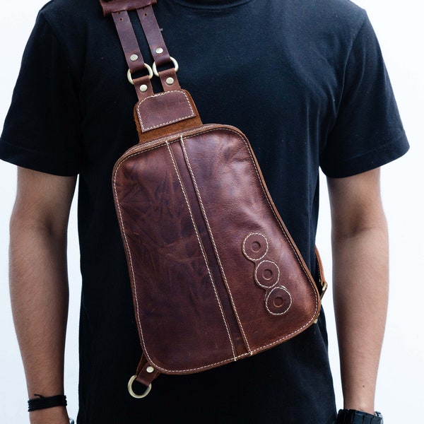 Leather Single Strap Backpack Etsy