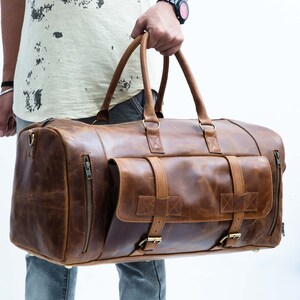 Genuine Full Grain Leather Duffel Bag Weekend Bag Luggage Bag - Etsy