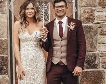 Man tweed maroon suit,3 piece suit, dinner prom wedding customize suit, winter suit, Christmas gift