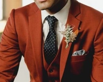 Man rust 3 piece suit- groom suit-suit for groomsmen- prom, party, dinner wear suit- customized suit for man- rust suit- formal suit.