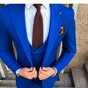 man blue suit,3 piece suit,customize suit,wedding prom dinner party wear groom & groomsman suit summer suit