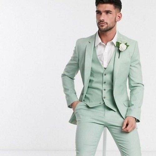 Men Light Green Suit Beach Wedding Suit Dinear Suit Groom Wear - Etsy