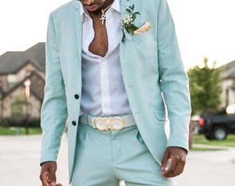 Man sky blue suit beach wedding suit groom wear suit prom suit groomsmen suit party wear suit summer wedding suit customize suit