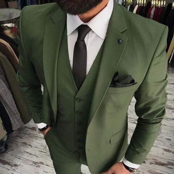 man green suit,3 piece suit,wedding prom dinner party wear suit,groom & groomsman suit,customize suit
