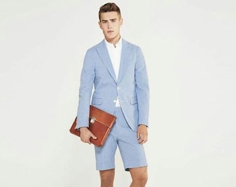 Men Blue 2 Pc Suit Groom Wedding Suit 