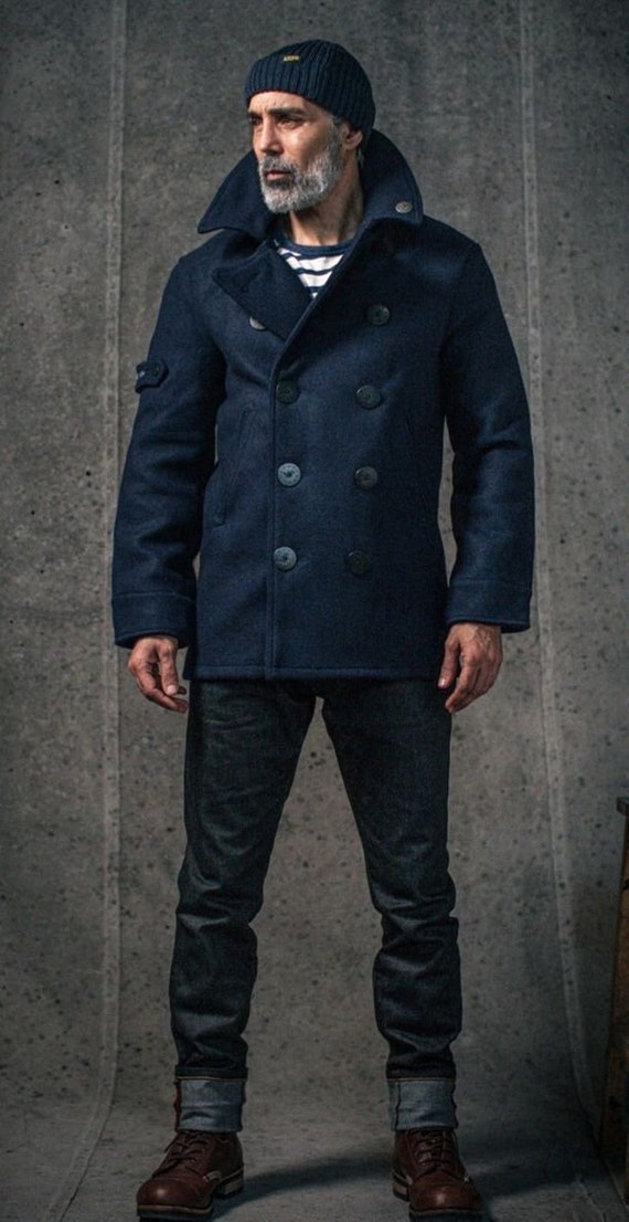 Abrigo hombre azul-Abrigo vintage-Abrigo estilo trench-abrigo - México
