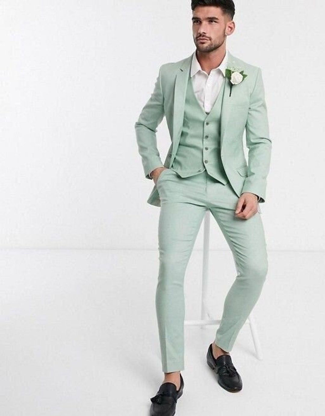 Man Light Green Suit3 Piece Suitcustomize Suitwedding Prom -  Finland