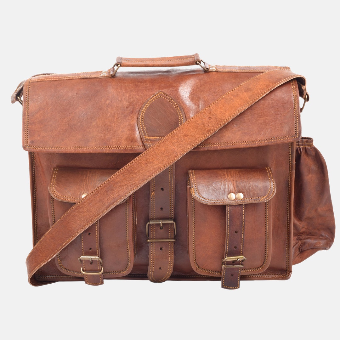 Vintage Leather Handmade Satchel Briefcase Messenger/leather - Etsy