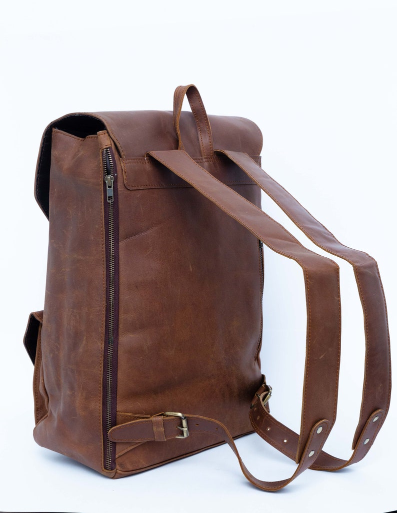 17 Inch Handmade Leather Backpack Large Backpack School - Etsy