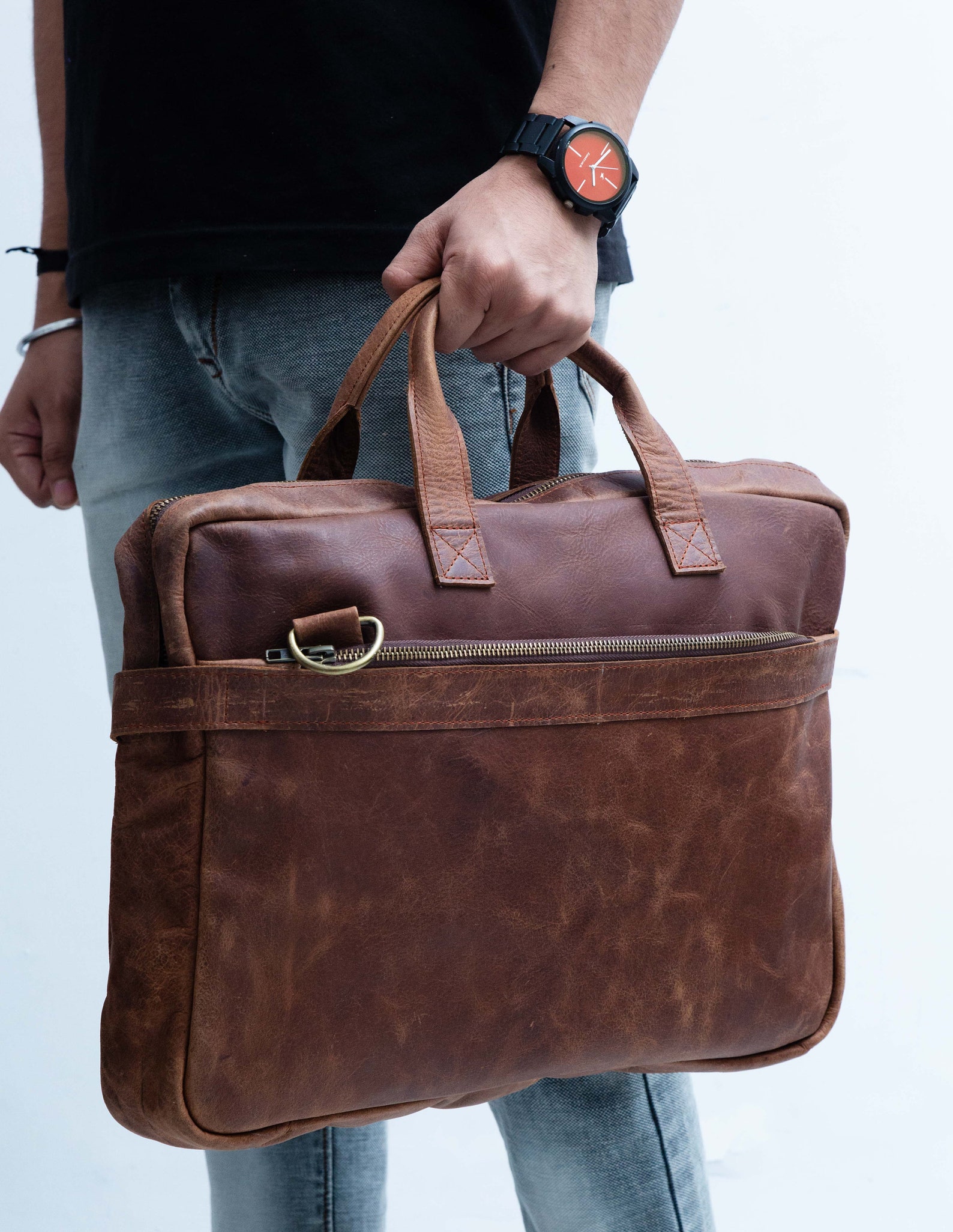 16 Zoll ECHT LEDER Messenger BAG Laptop Notebook Tasche Herren Etsy
