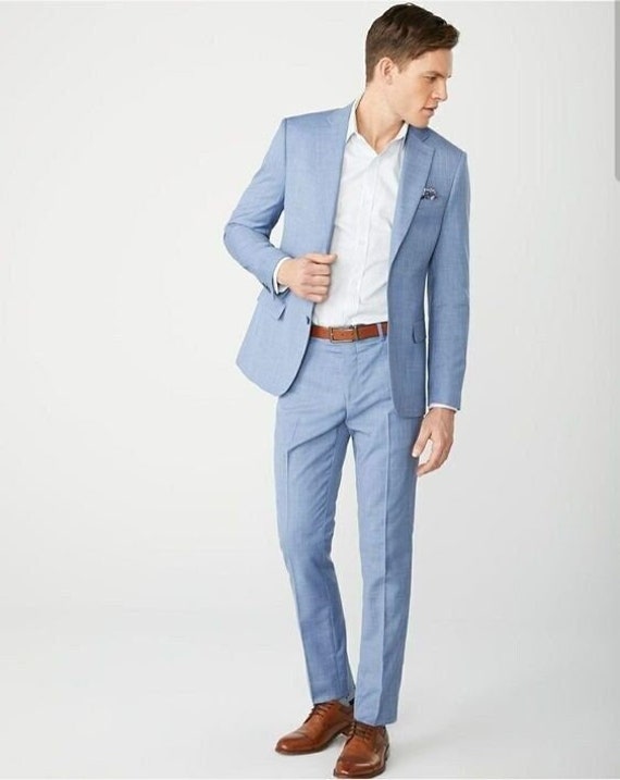 Men Blue 2 Piece Beach Wedding Suit Groom Wear Suit Wedding - Etsy
