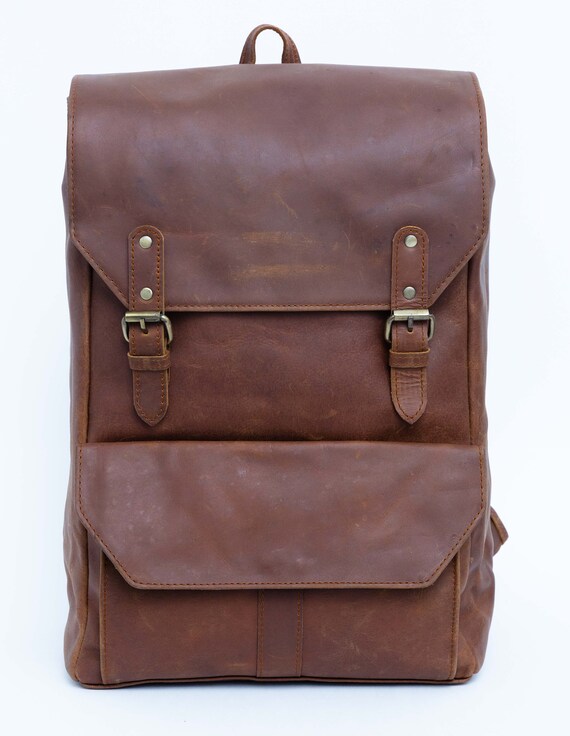 17 Inch Handmade Leather Backpack Large 