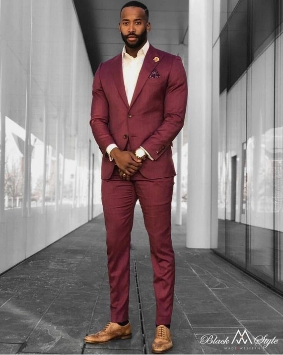 Men Maroon Suit Beach Wedding Suit Groom Wear Suit Prom Suit - Etsy