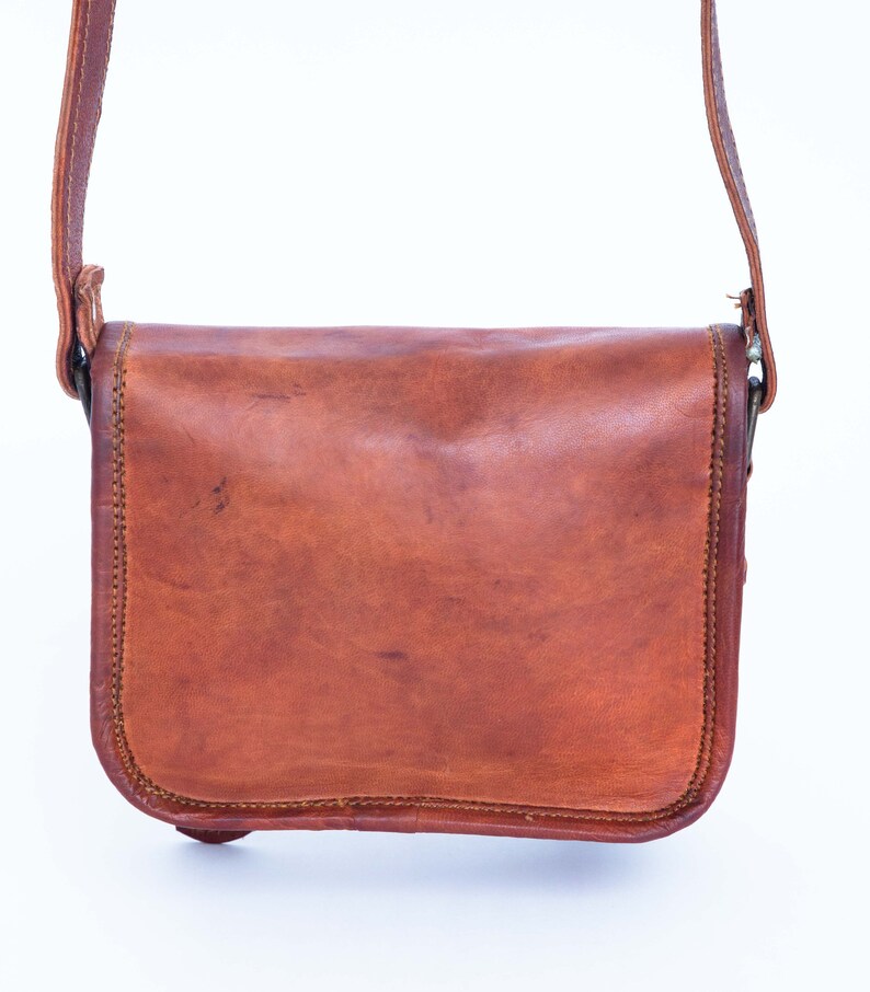Handmade Brown Leather Bag Purse Messenger Bagvintage Etsy