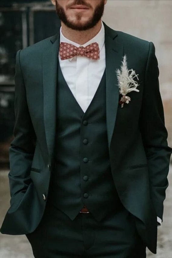 Men Suit Green 3 Piece Beach Wedding Suit Groom Wear Suit Etsy