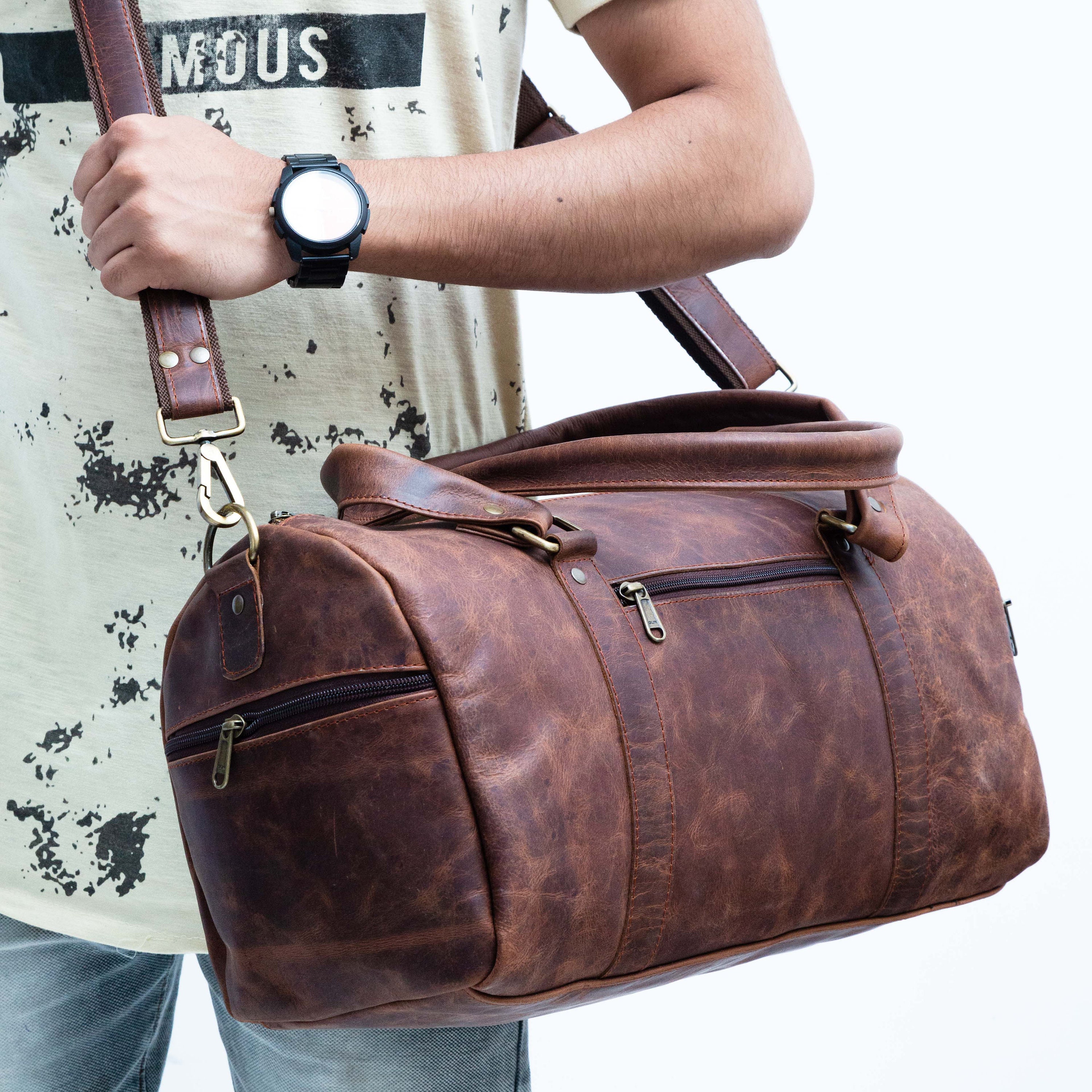 Travel Leather Duffel Bag Full Grain Premium Leather Etsy