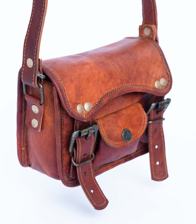 Handmade Brown Leather Bag Purse Messenger Bagvintage Etsy