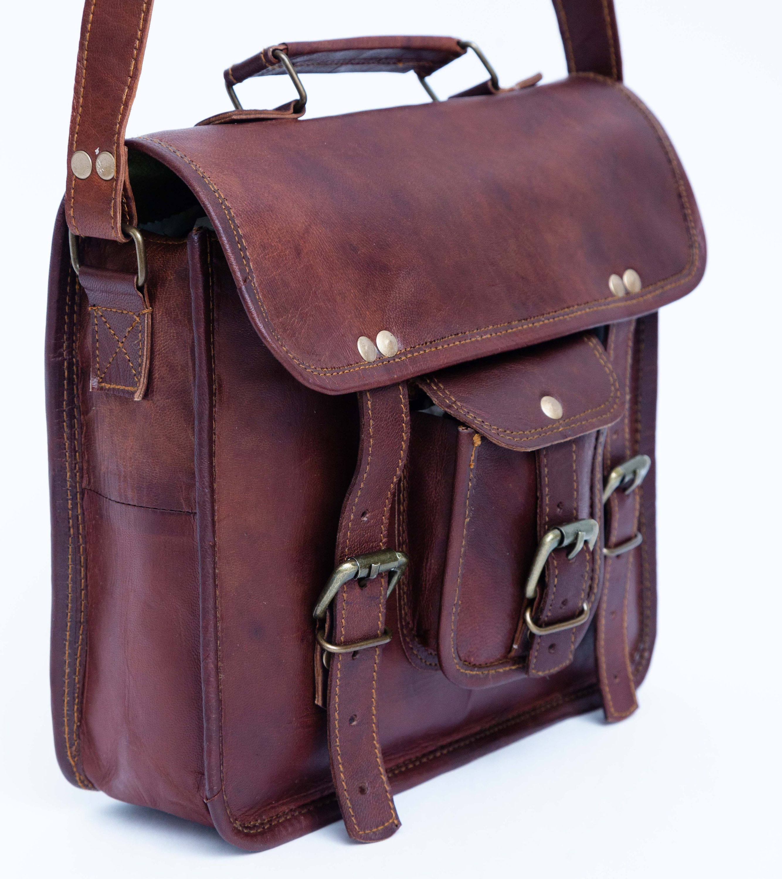 Handmade Brown Leather Bag Purse Messenger BagVintage | Etsy