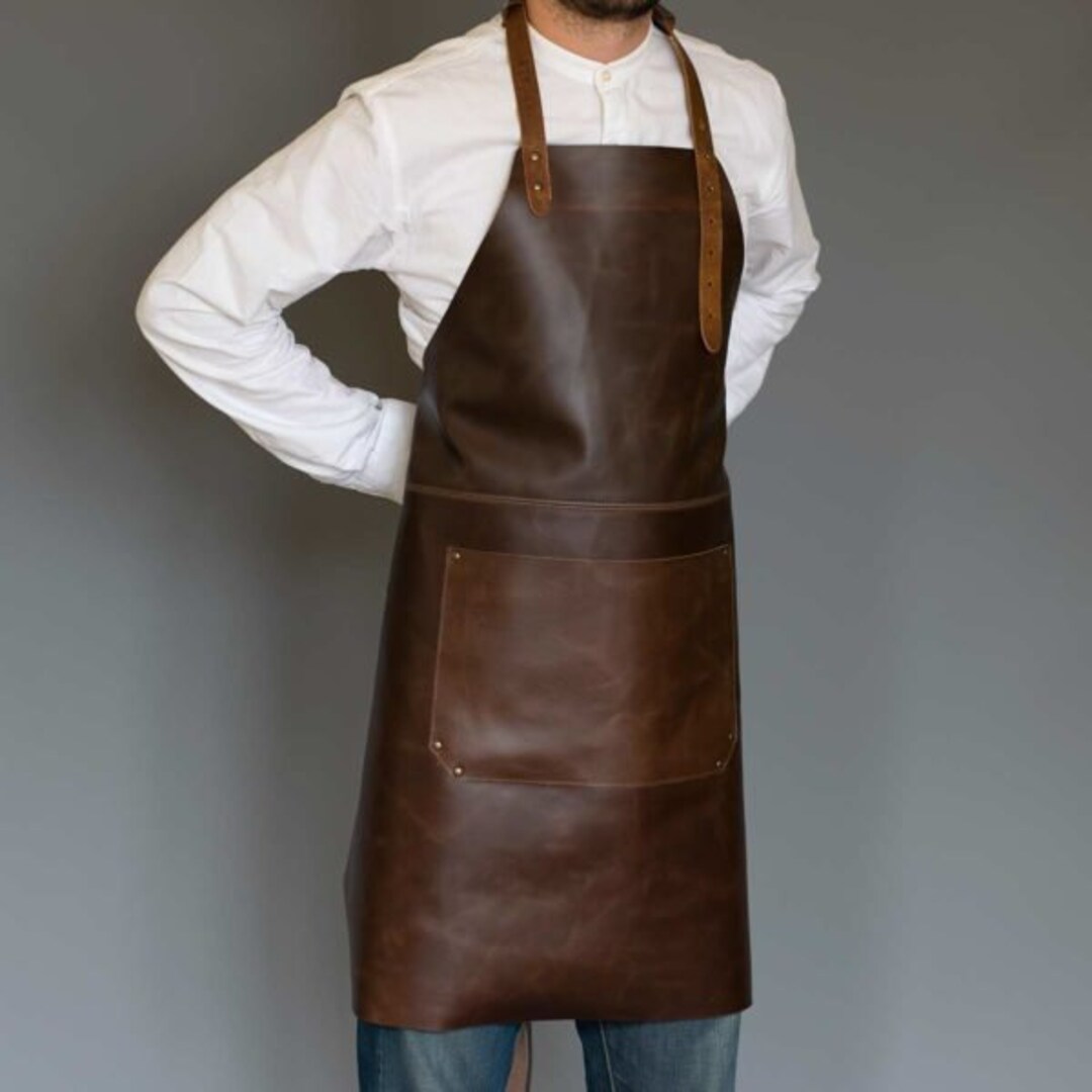 Premium Brown Leather Tool Apron With Leather Pockets for Carpenters