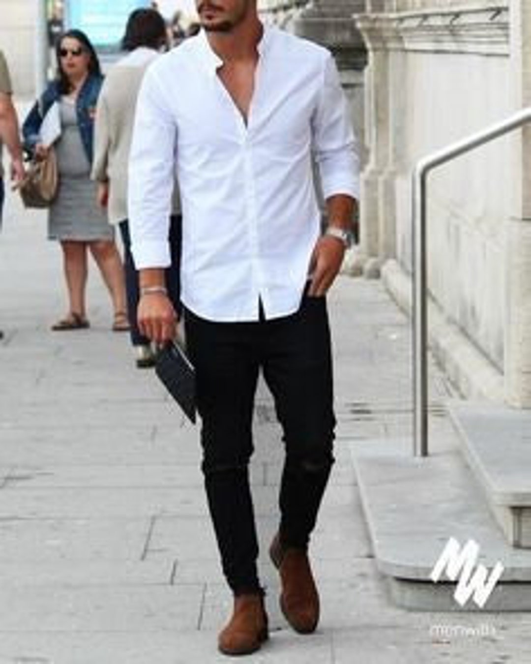 Camisa blanca elegante para hombre pantalón negro para - España