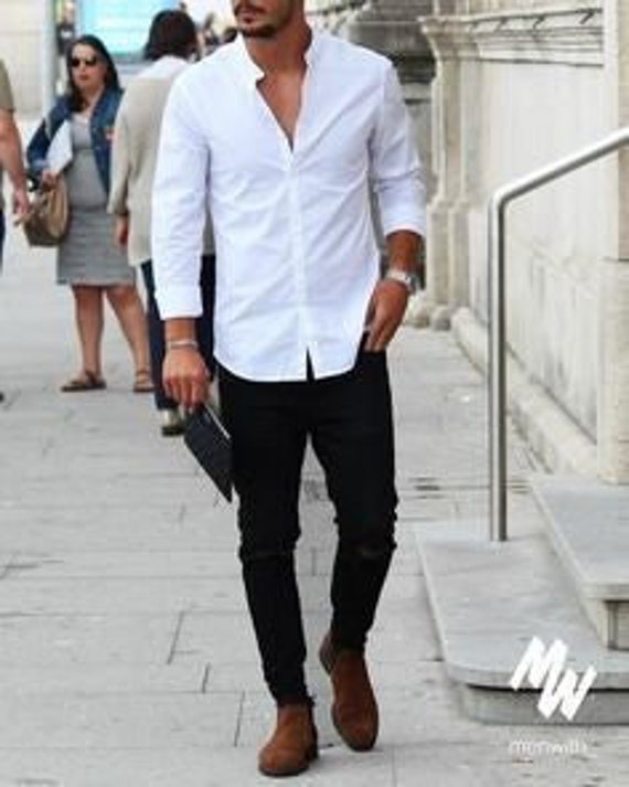 reemplazar De nada dormir Hombre elegante camisa blanca pantalón negro para ropa de - Etsy España