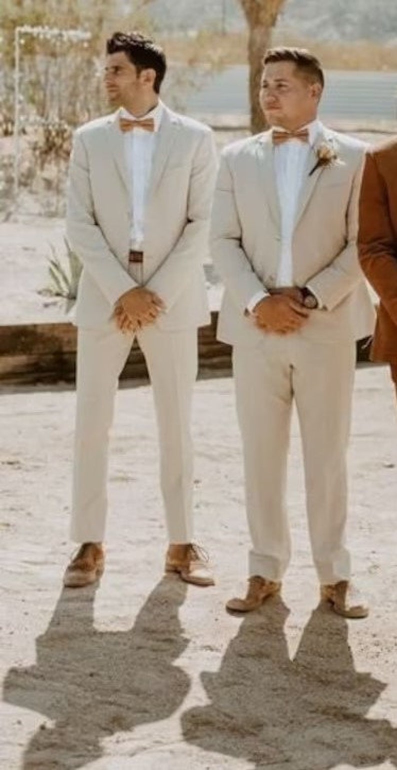 Bespoke suit-man rustic 2 piece suit-dinner, prom, party wear suit-wedding suit for groom & groomsmen-men's beige suits-beach wedding suit style 2 beige suit