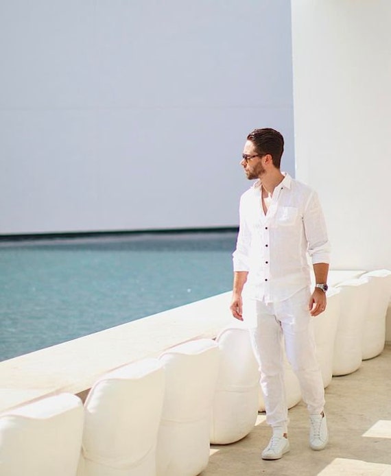 Camisa blanca para hombre ropa de fiesta de verano camisa de Etsy México