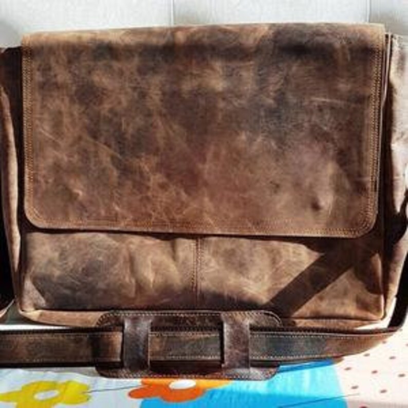 Genuine Leather Messenger Bag College Bag Laptop Bag Shoulder Etsy