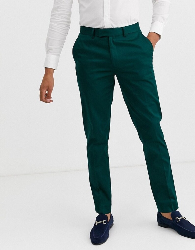 Men Elegant Green Pant Office Wear Pant Men Formal Trouser Etsy