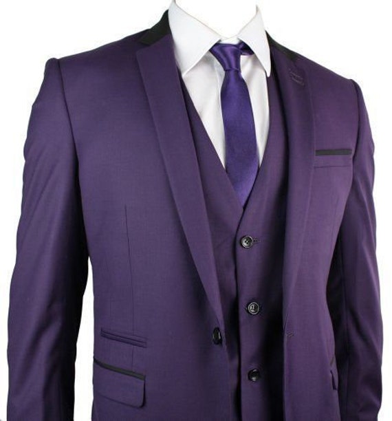 plum color 3 piece suit
