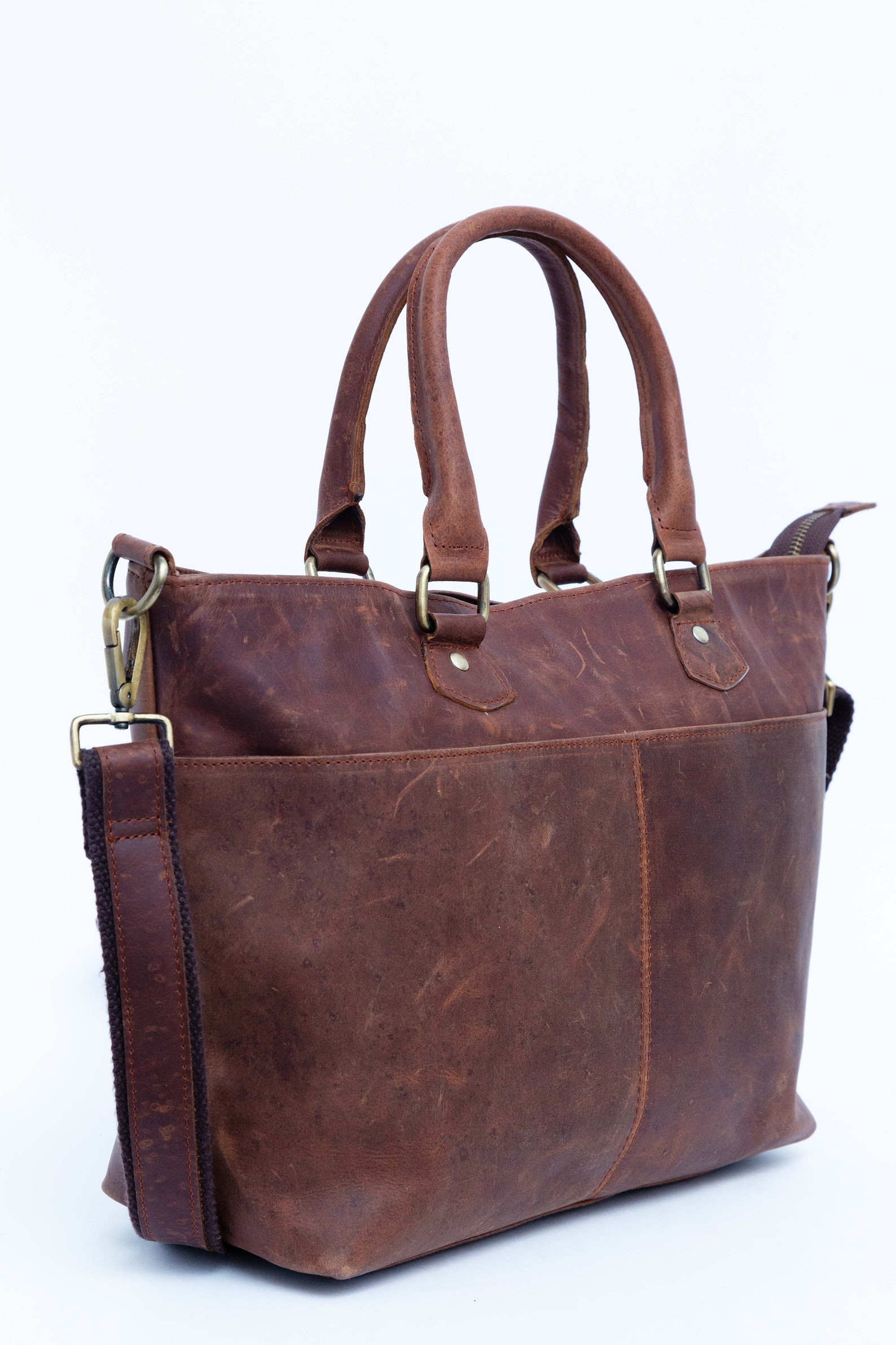 Genuine Leather Tote Bag For Women Totes With Zipper Outside Etsy