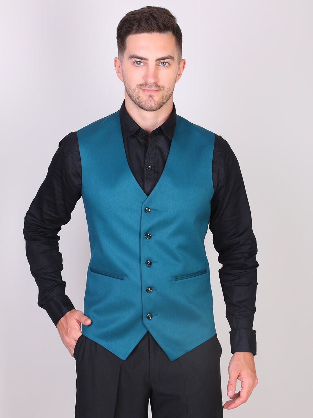 Bespoke Suit-men Teal Blue Vest for Wedding-grooms & - Etsy