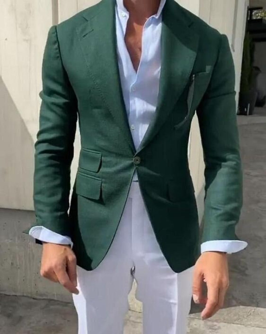 Hombre blazer-hombre blazer verde-pico solapa blazer-chaqueta - Etsy España