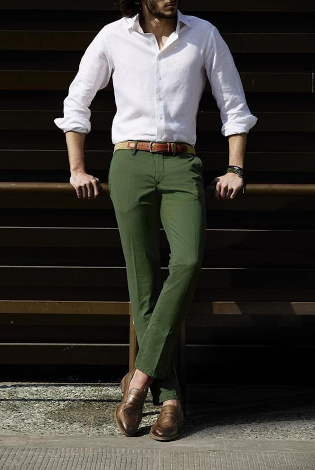 Which colour shirt should I be wearing with these green coloured pants   Quora